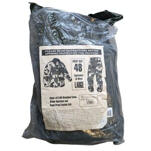 Vtg Woodland Camo Combat Suit L Scent-Proof Water-Resistant Foil Sealed USA NEW